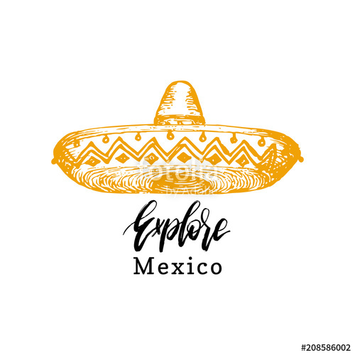 500x500 Handwritten Phrase Explore Mexico. Vector Illustration Of Mexican
