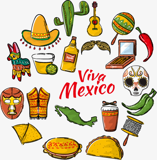 500x509 Vector Creative Hand Drawn Elements Of Mexico, Vector, Mexico, Hat