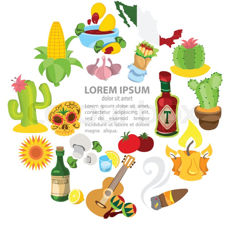 800x779 Different Things Related With Mexico. Vector Illustration Stock