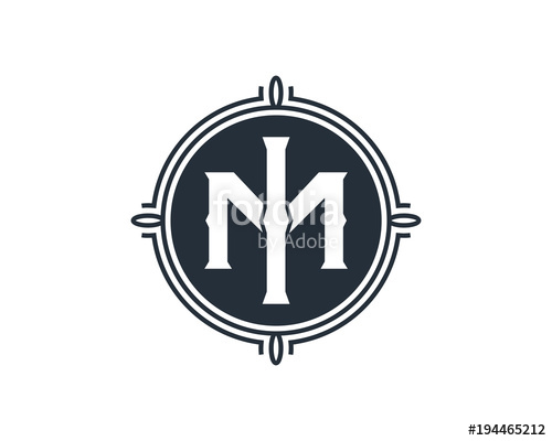 500x400 Simple Classic Circle With Initial Name Letter Im Or Mi Sign