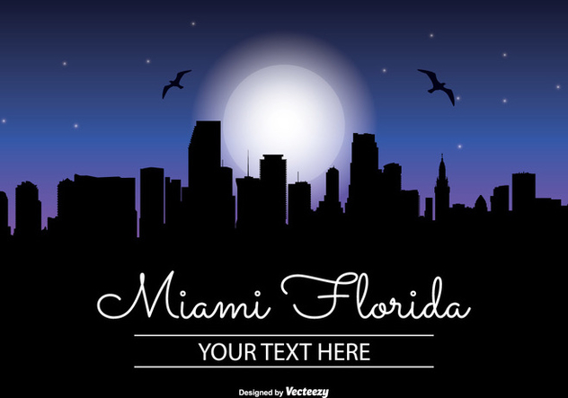 632x443 Miami Night Skyline Illustration Free Vector Download 343347