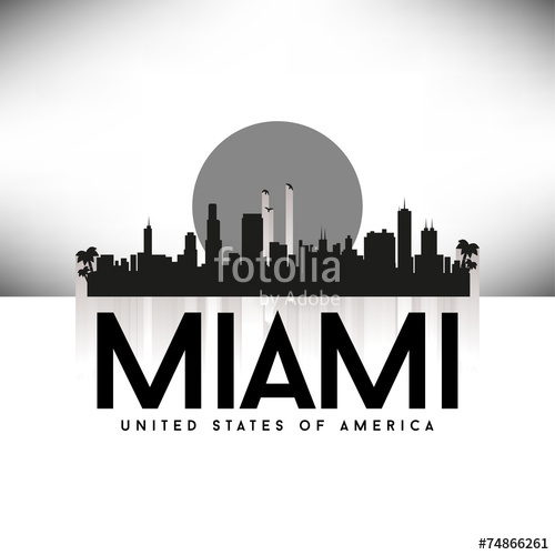 500x500 Miami Usa Skyline Silhouette Black Vector Stock Photo And Royalty
