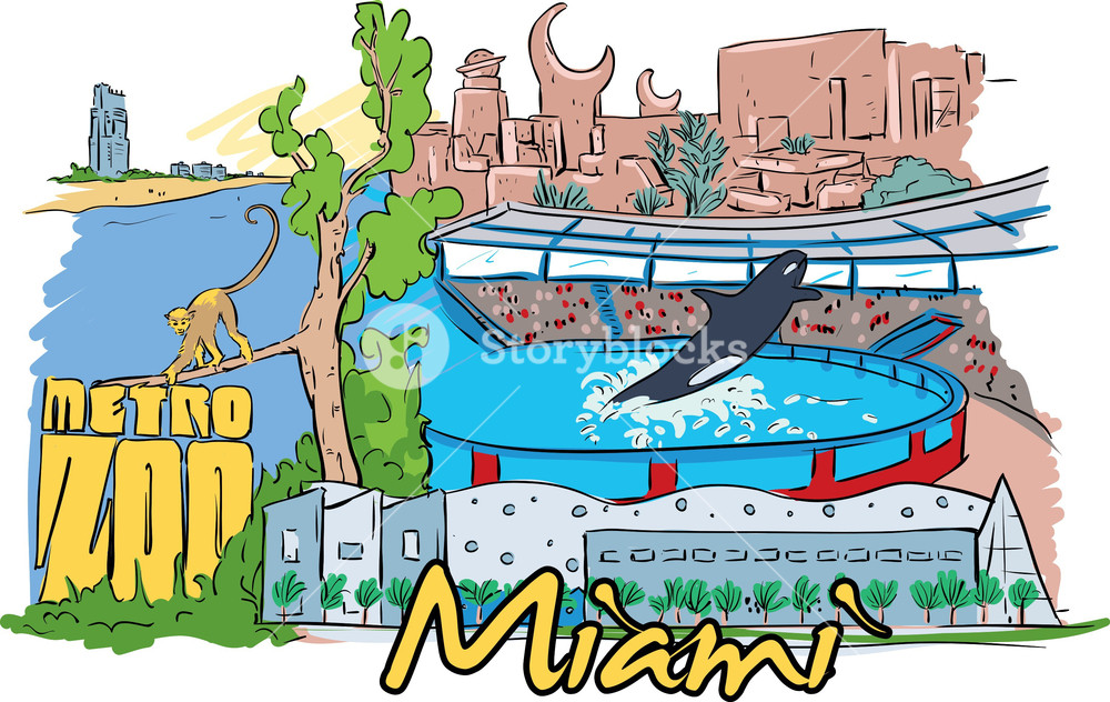 1000x632 Miami Vector Doodle Royalty Free Stock Image
