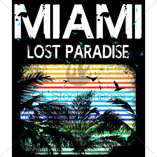 500x500 Miami Vector Illustration Concept In Vintage Graphic Styl... Gl