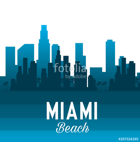 494x500 Miami Beach Cityscape Scene Vector Illustration Design Stock