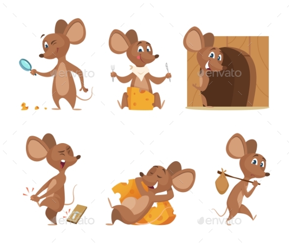 590x498 Mouse Character. Funny Cartoon Mice. Vector By Onyxprj Graphicriver
