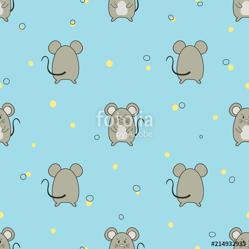 500x500 Seamless Pattern With Cute Little Mice. Vector Mouse Background