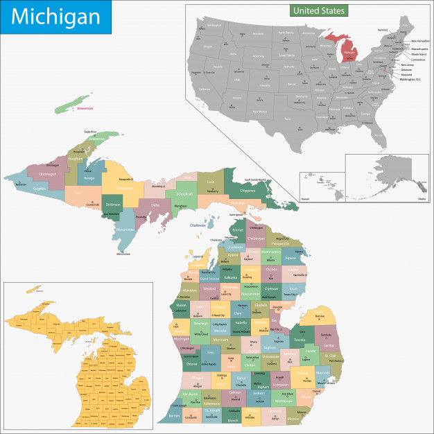 626x626 Michigan Map Vector Premium Download