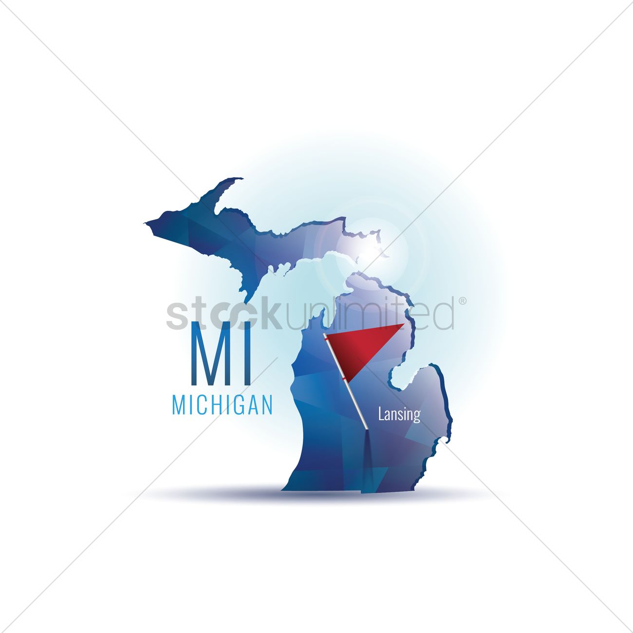 1300x1300 Michigan Map With Capital City Vector Image
