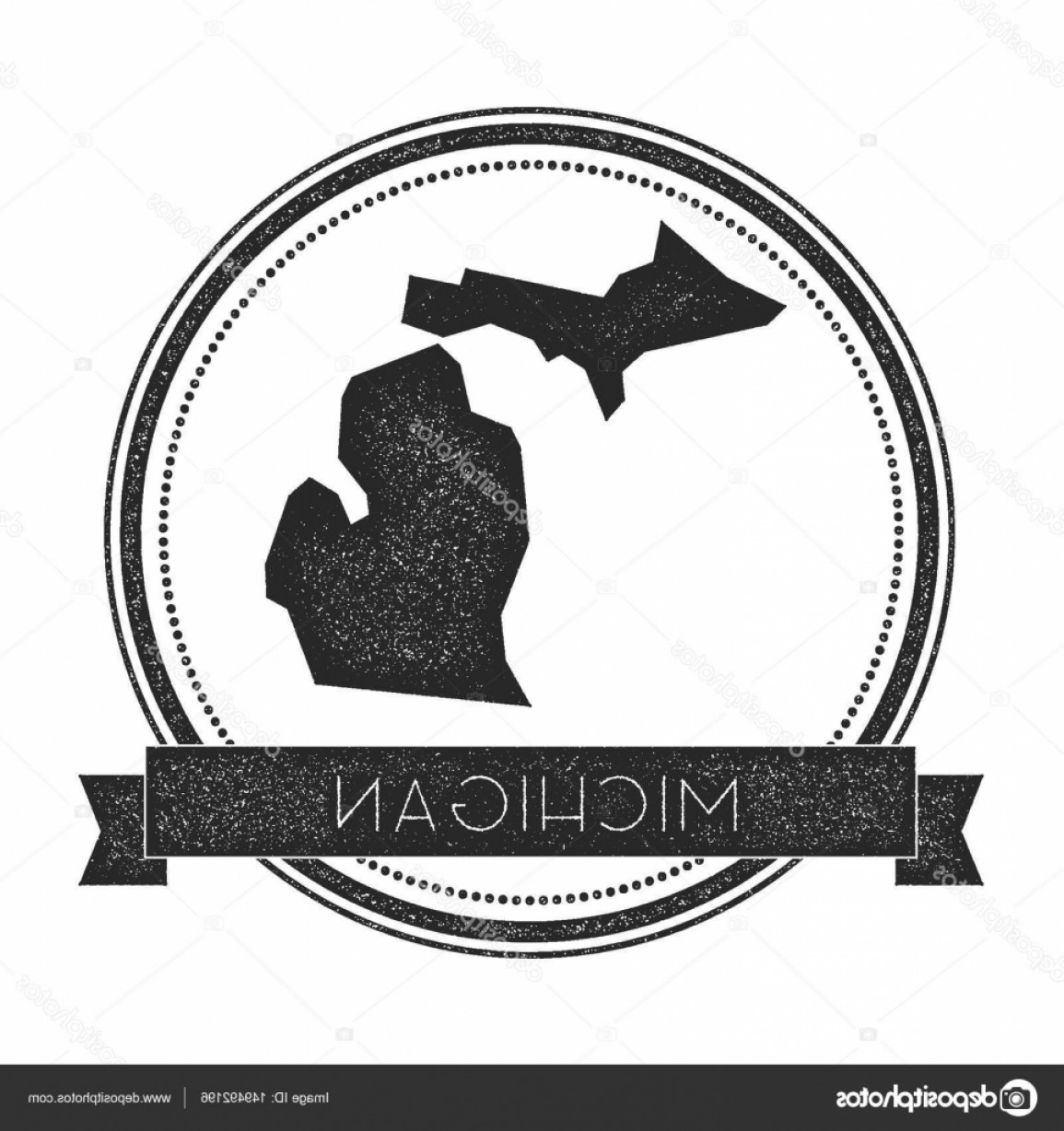 1155x1228 Stock Illustration Michigan Vector Map Stamp Retro Orangiausa