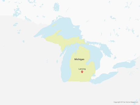 460x345 Vector Map Of Michigan Free Vector Maps