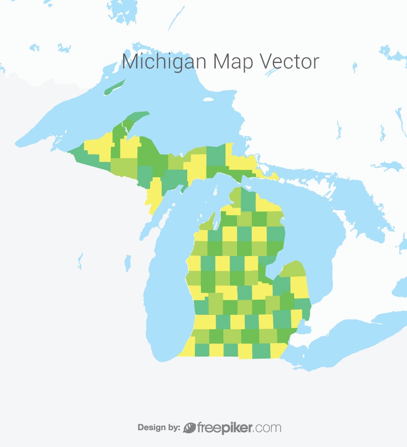 800x880 Freepiker Michigan Map Colorful Vector Design