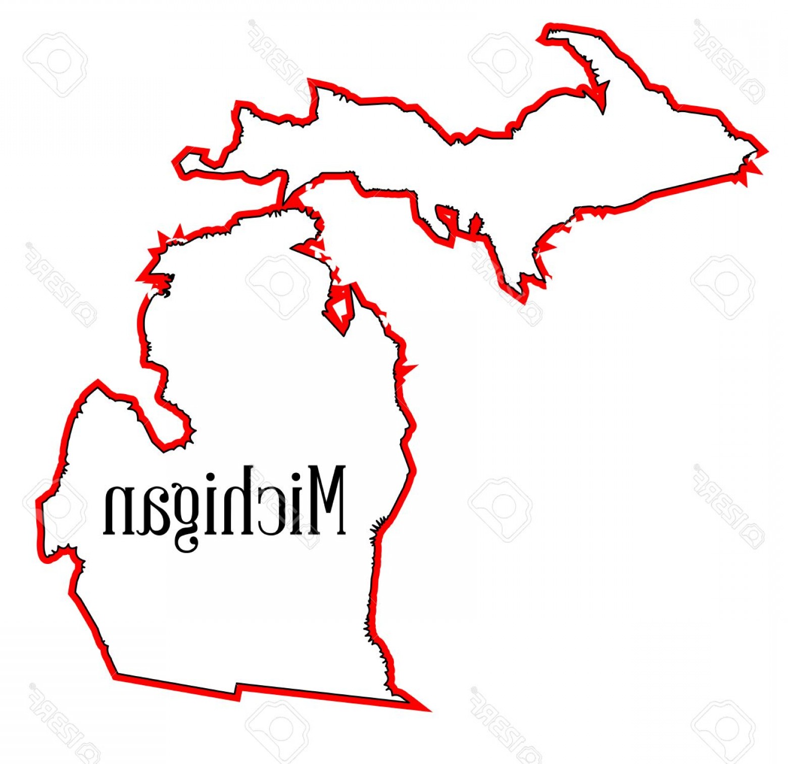 1560x1512 Photostock Vector Outline Map Of The State Of Michigan Createmepink