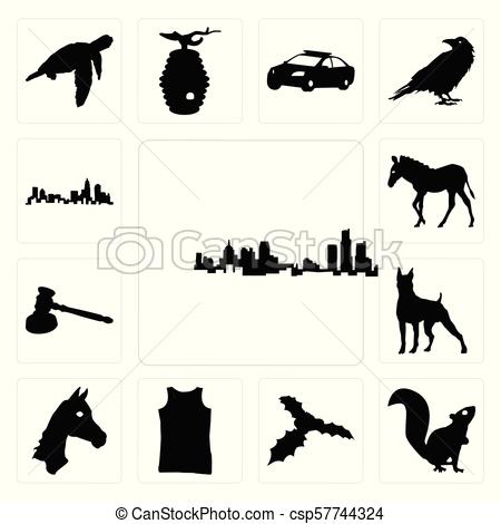 450x470 Set Of Michigan State Outline On White Background, A... Vector