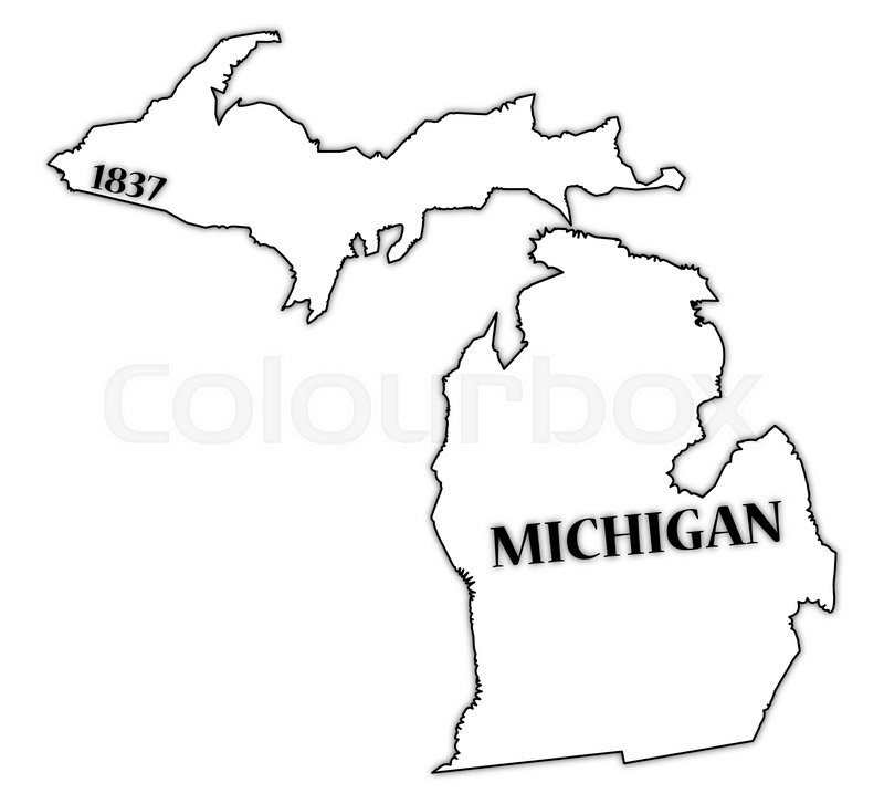 800x727 A Michigan State Outline With The Date Of Statehood Isolated On A