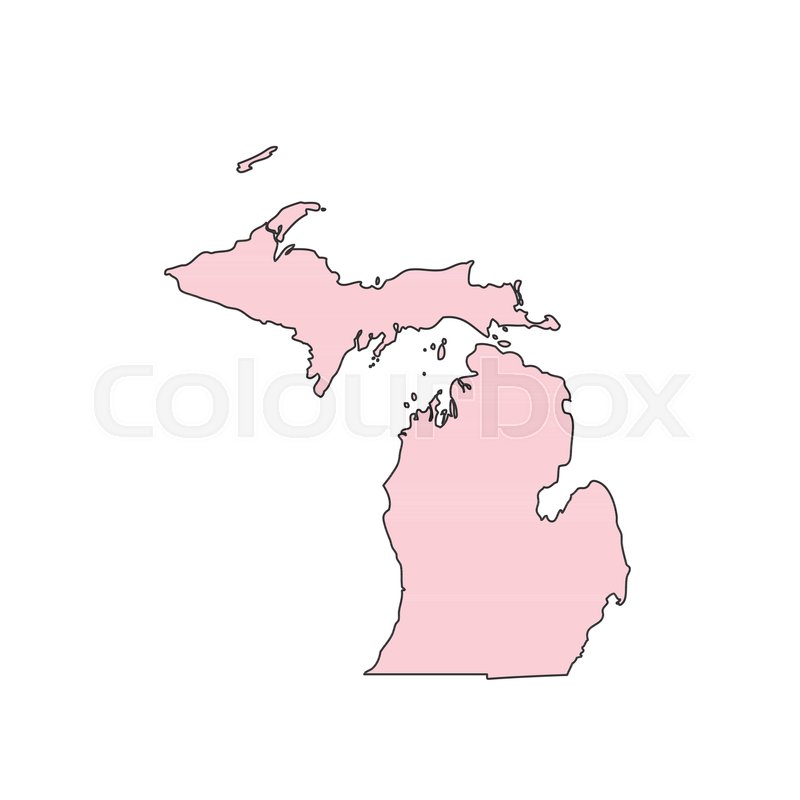800x800 Michigan Map Isolated On White Background Silhouette. Michigan Usa