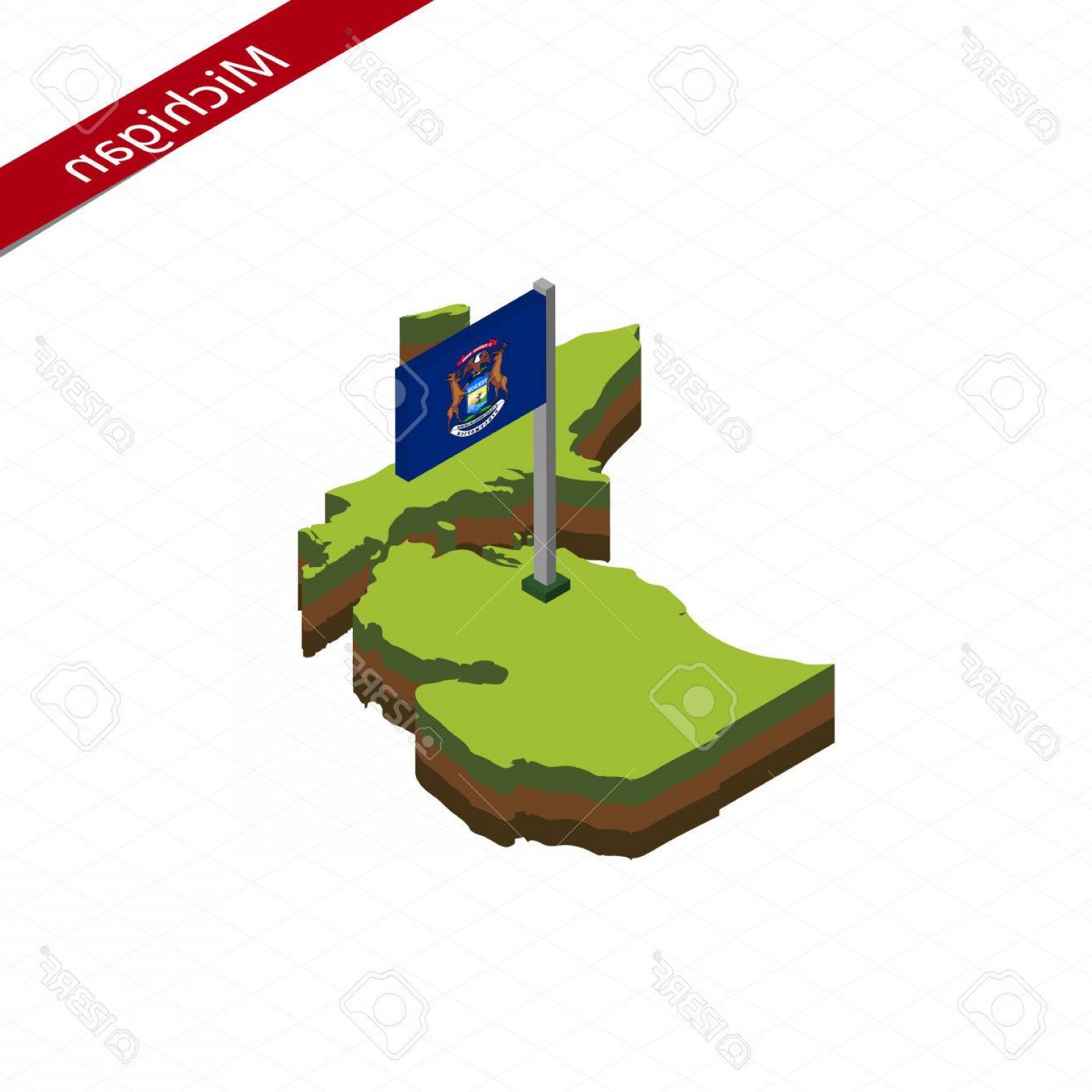 1560x1560 Photostock Vector Isometric Map And Flag Of Michigan D Isometric