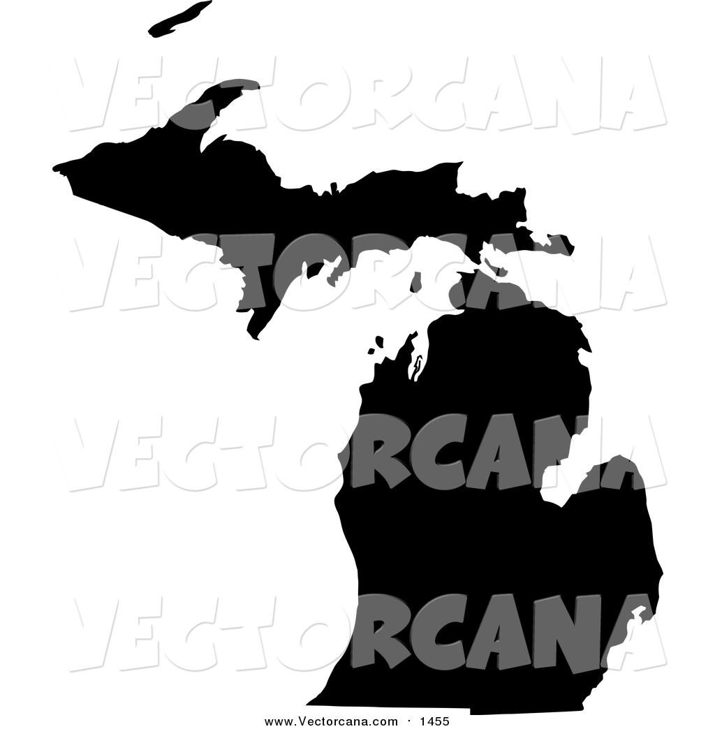 1024x1044 Vector Of A Black Silhouette Of Michigan State, United States By