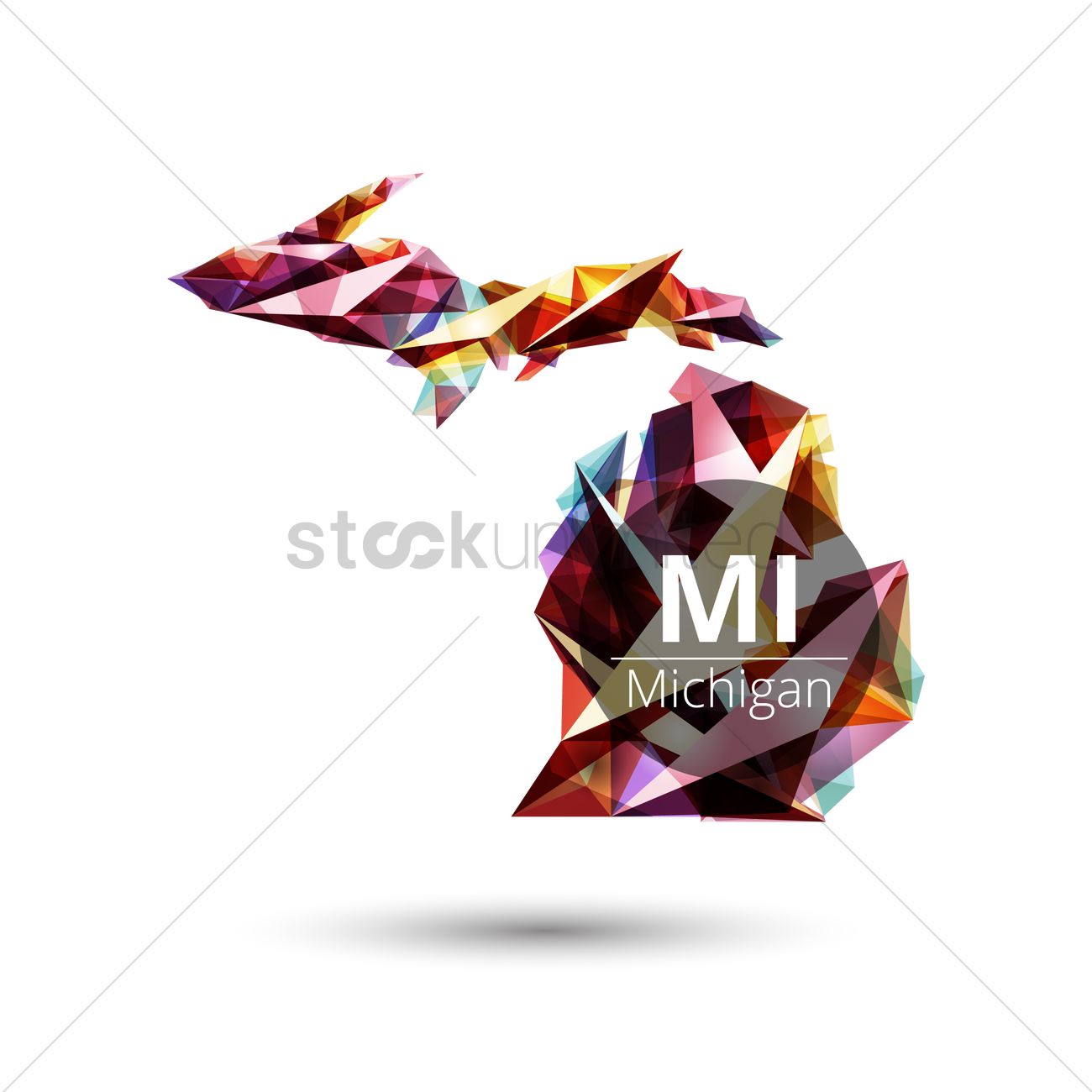 1300x1300 Low Poly Map Of Michigan State Vector Image
