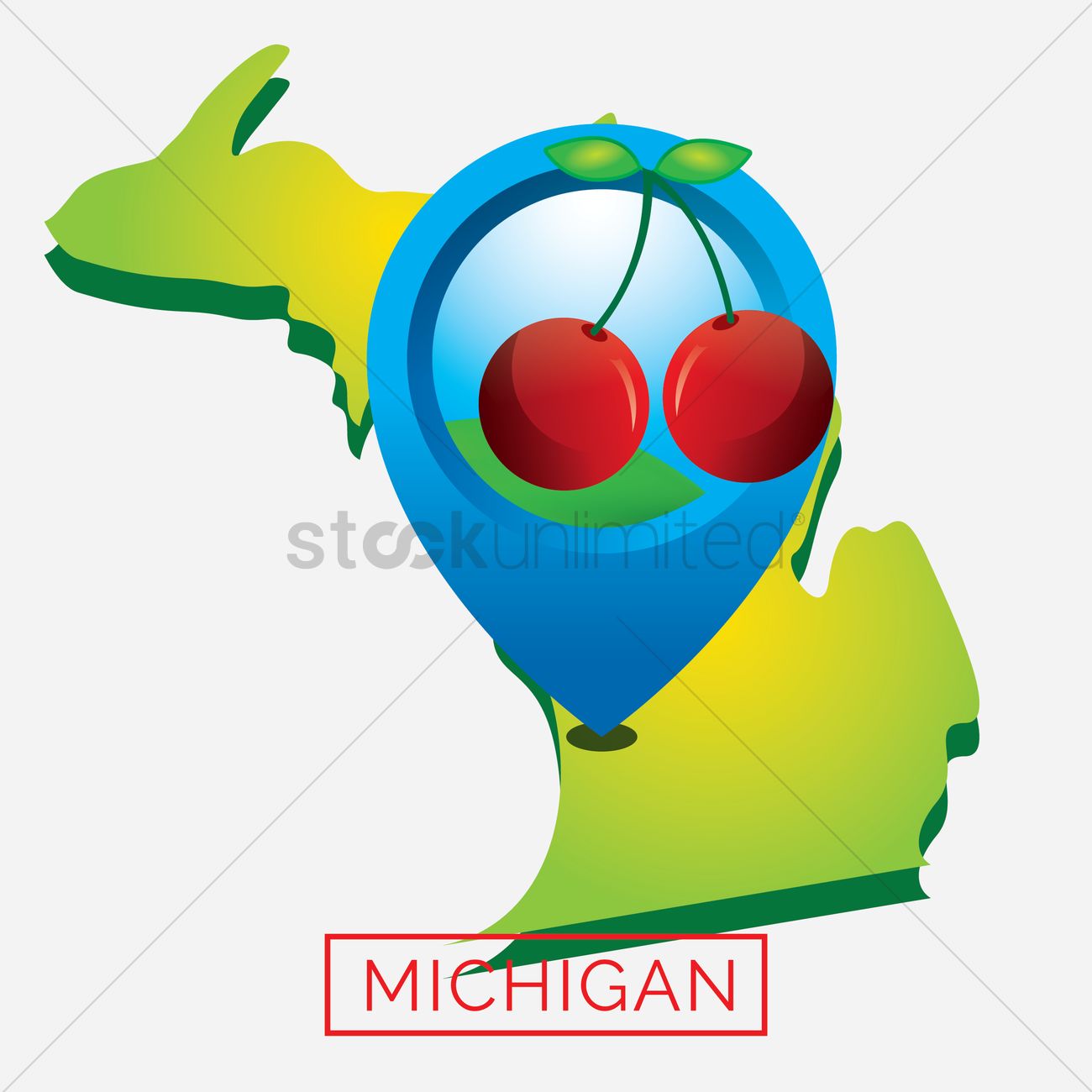1300x1300 Map Of Michigan State Vector Image