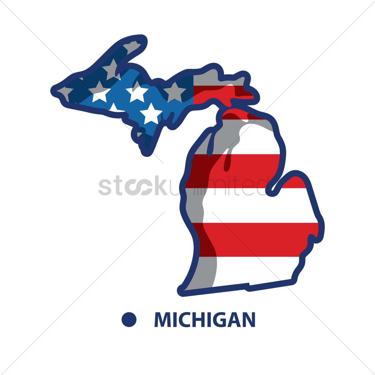 1300x1300 Map Of Michigan Vector Image