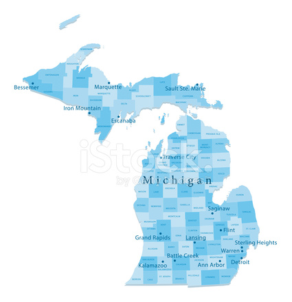425x439 Michigan Vector Map Regions Isolated Stock Vector