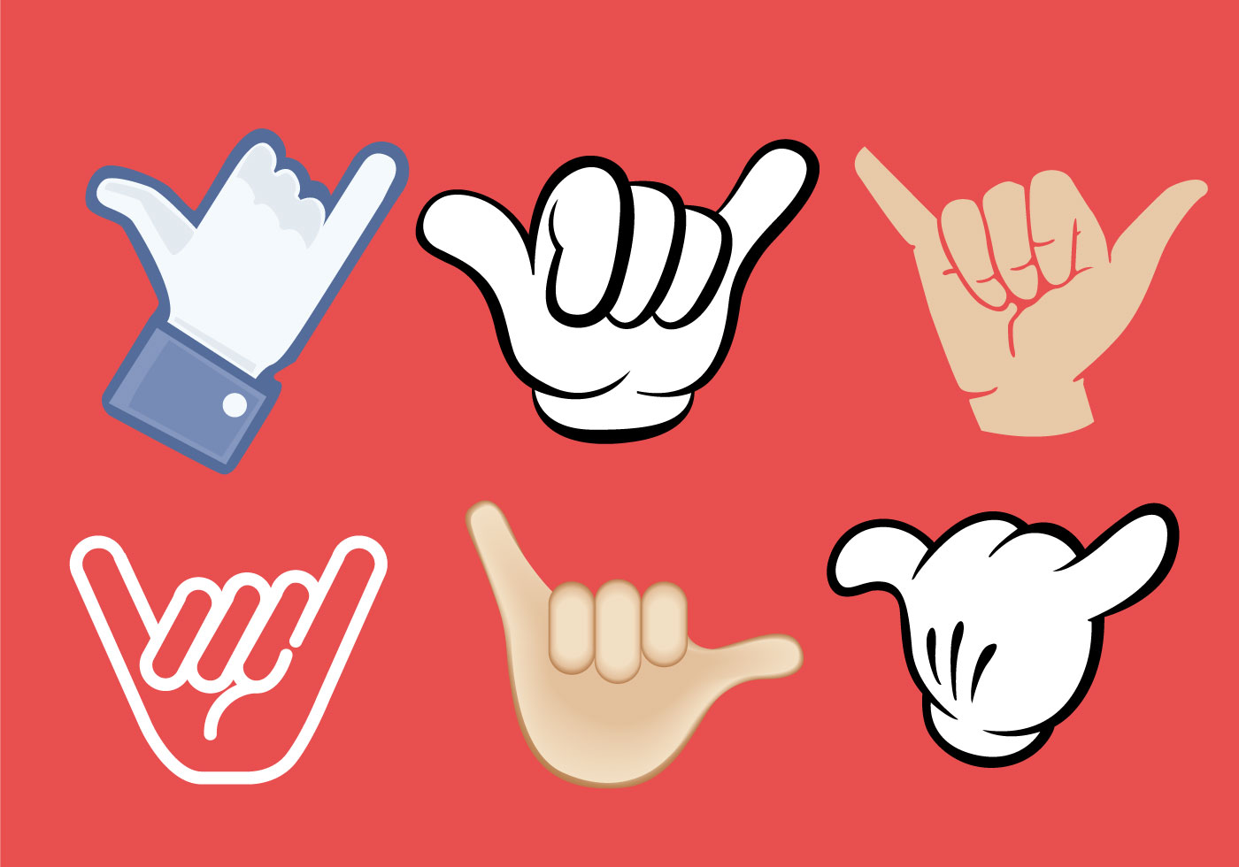 1400x980 Shaka Hand Sign Vectors