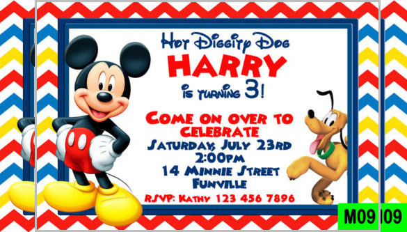 585x333 Mickey Mouse Invitation Templates Free Psd, Vector Eps, Ai
