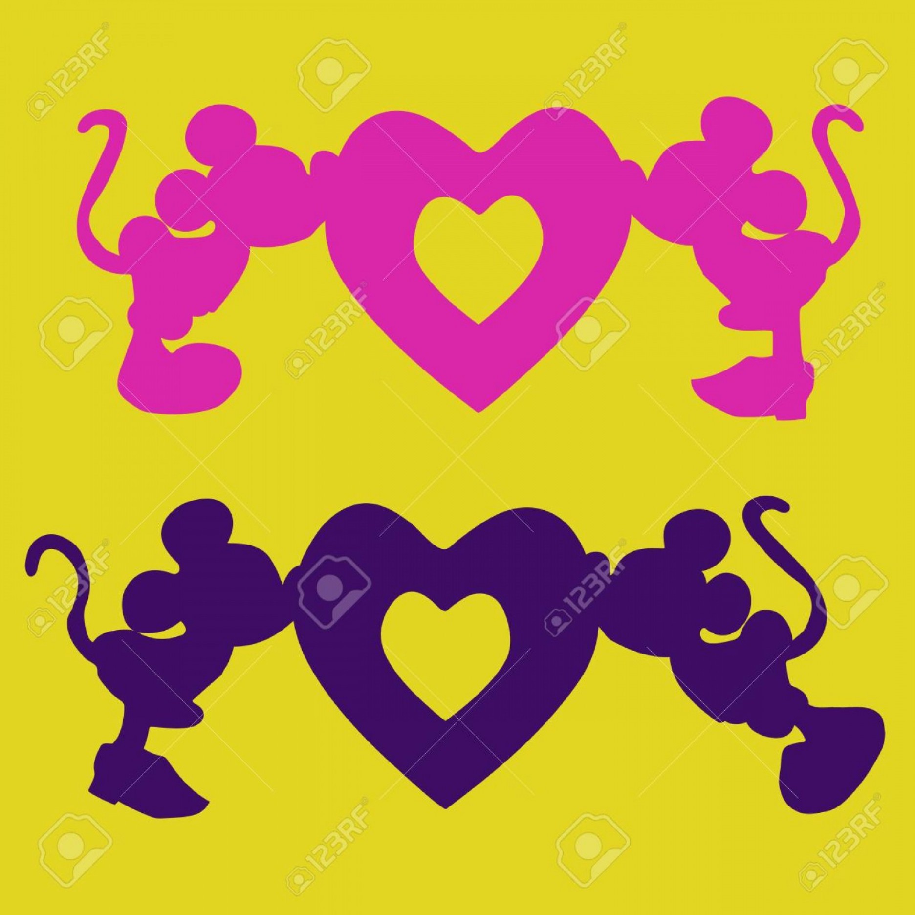 1872x1872 Photostock Vector Silhouette Of Mickey Mouse Boy And Girl Kiss The