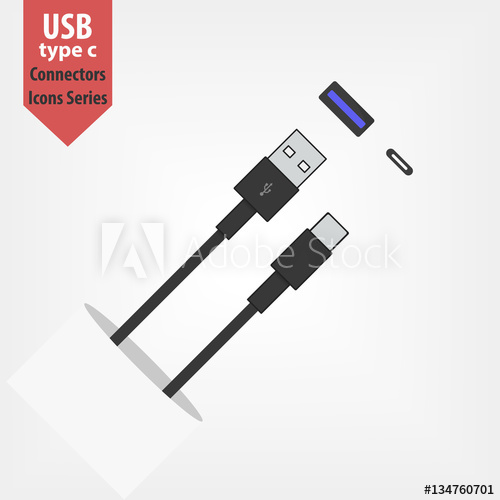 500x500 Usb And Micro Usb Type C Connectors Icon. Phone Charging And Data