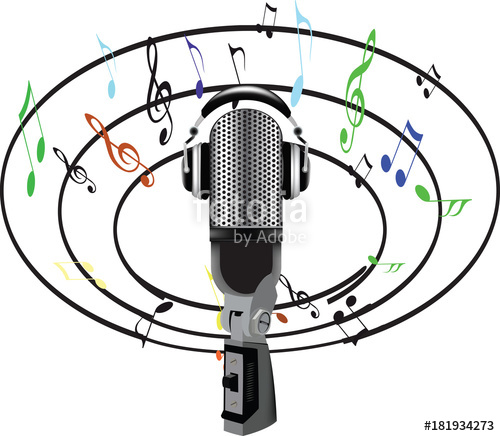 500x436 Microfono E Note Musicali Tutto Intorno Stock Image And Royalty