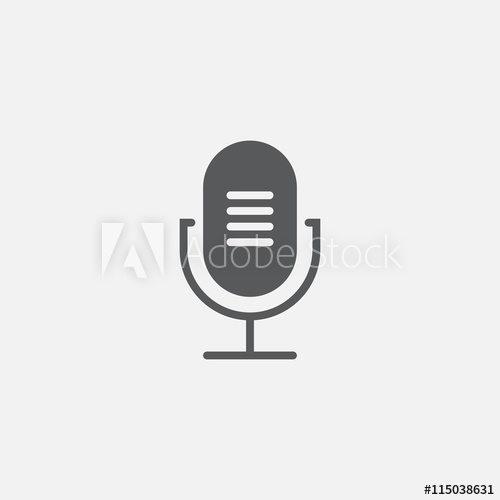 500x500 Old Microphone Icon Vector, Solid Logo Illustration, Pictogram