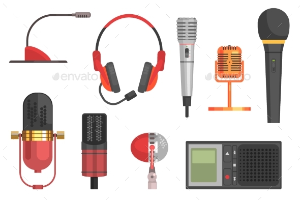 590x393 Microphone Vector Illustration Set By Top Vectors Graphicriver