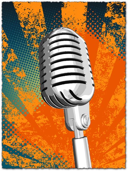412x550 Grunge Microphone Vector Design