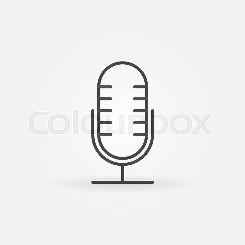 800x800 Mic Vector Outline Icon. Retro Microphone Concept Symbol Or Design