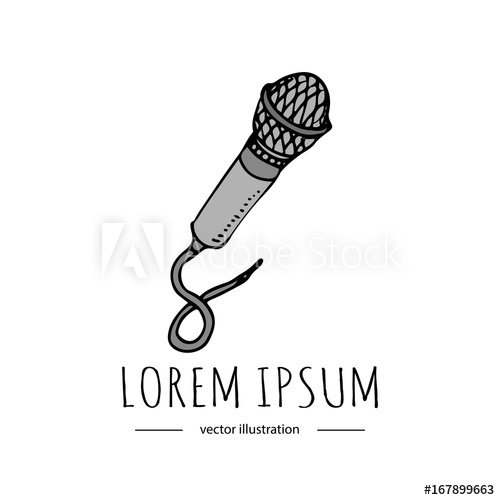 500x500 Hand Drawn Doodle Microphone Icon. Vector Illustration Musical