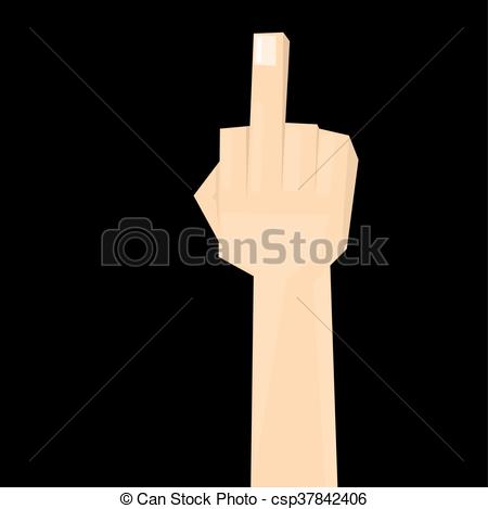 450x469 Simple Man Hand With Middle Finger. Concept Of Pointer,... Vector