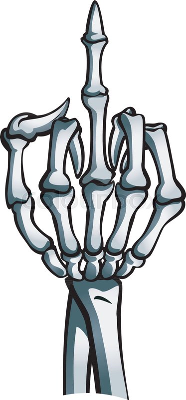 373x800 Skeleton Hand Shows Middle Finger Stock Vector Colourbox