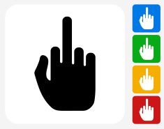 235x185 Black Square Button With Middle Finger Icon Vector Art