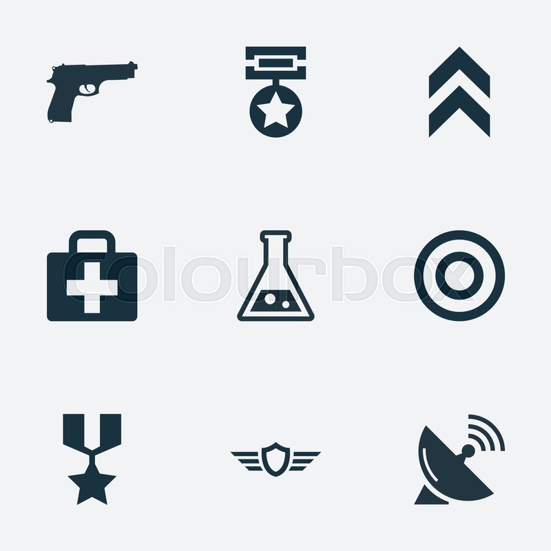 800x800 Vector Illustration Set Of Simple Army Icons. Elements Target