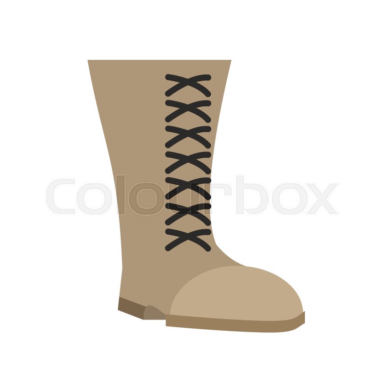 800x800 Military Boots Beige Isolated. Army Shoes On White Background