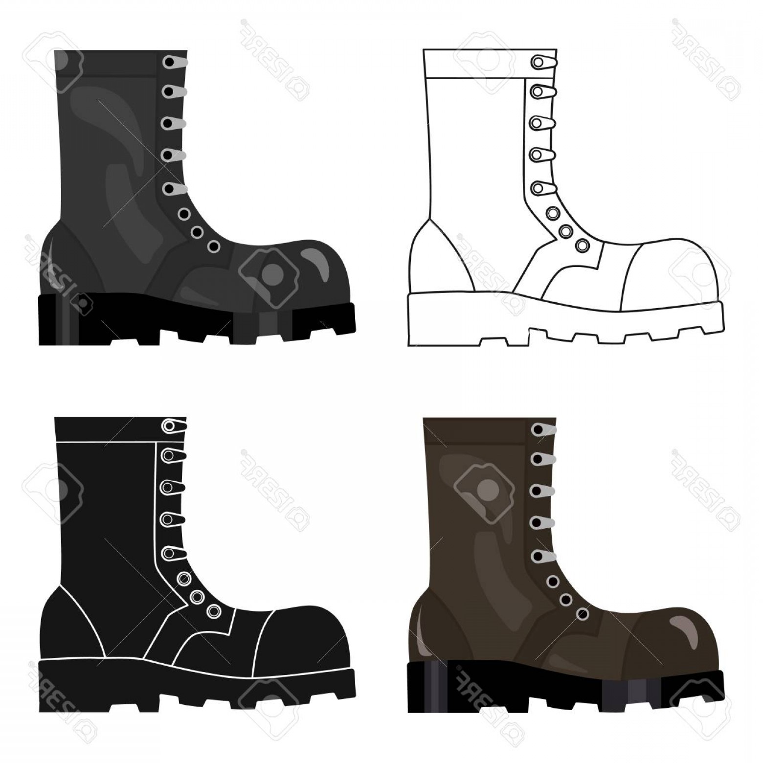 1560x1560 Photostock Vector Army Combat Boots Icon In Cartoon Style Isolated