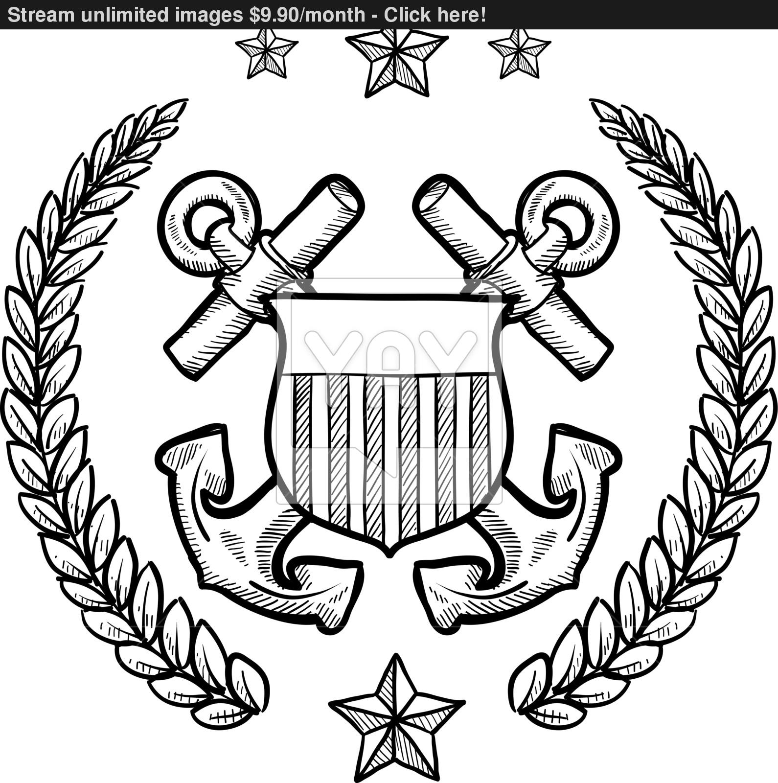 1590x1600 Coast Guard Military Insignia Vector Sketch Vector
