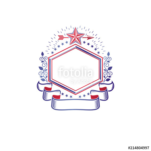 500x500 Graphic Emblem Decorated With Military Star And Simple Ribbon
