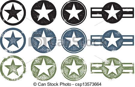 450x292 Grunge Military Stars. Set Of Military Style Stars In Various