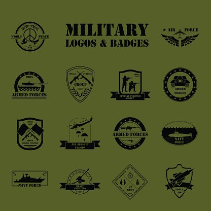 416x416 Military Logo And Graphic Template Stock Vectors