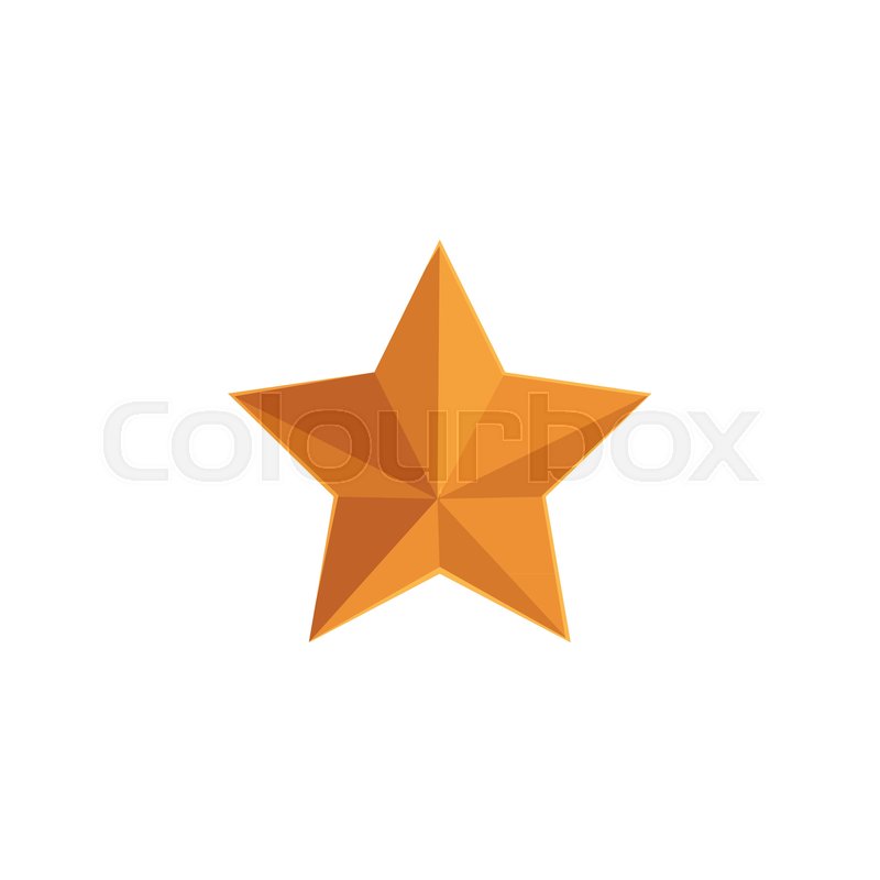 800x800 Flat Style Five Pointed Golden Military Star, Vector Illustration