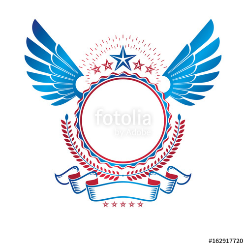 500x500 Graphic Winged Emblem Decorated With Military Star And Simple
