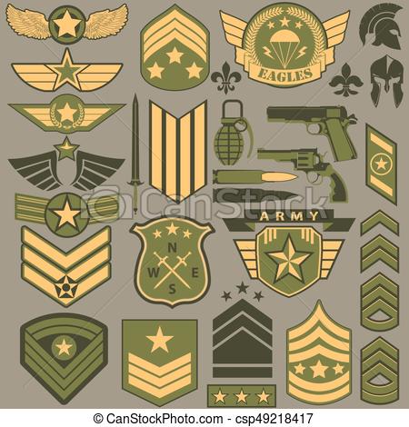 450x470 Military Symbol Set, Army Patches Vector. Military Symbol Set