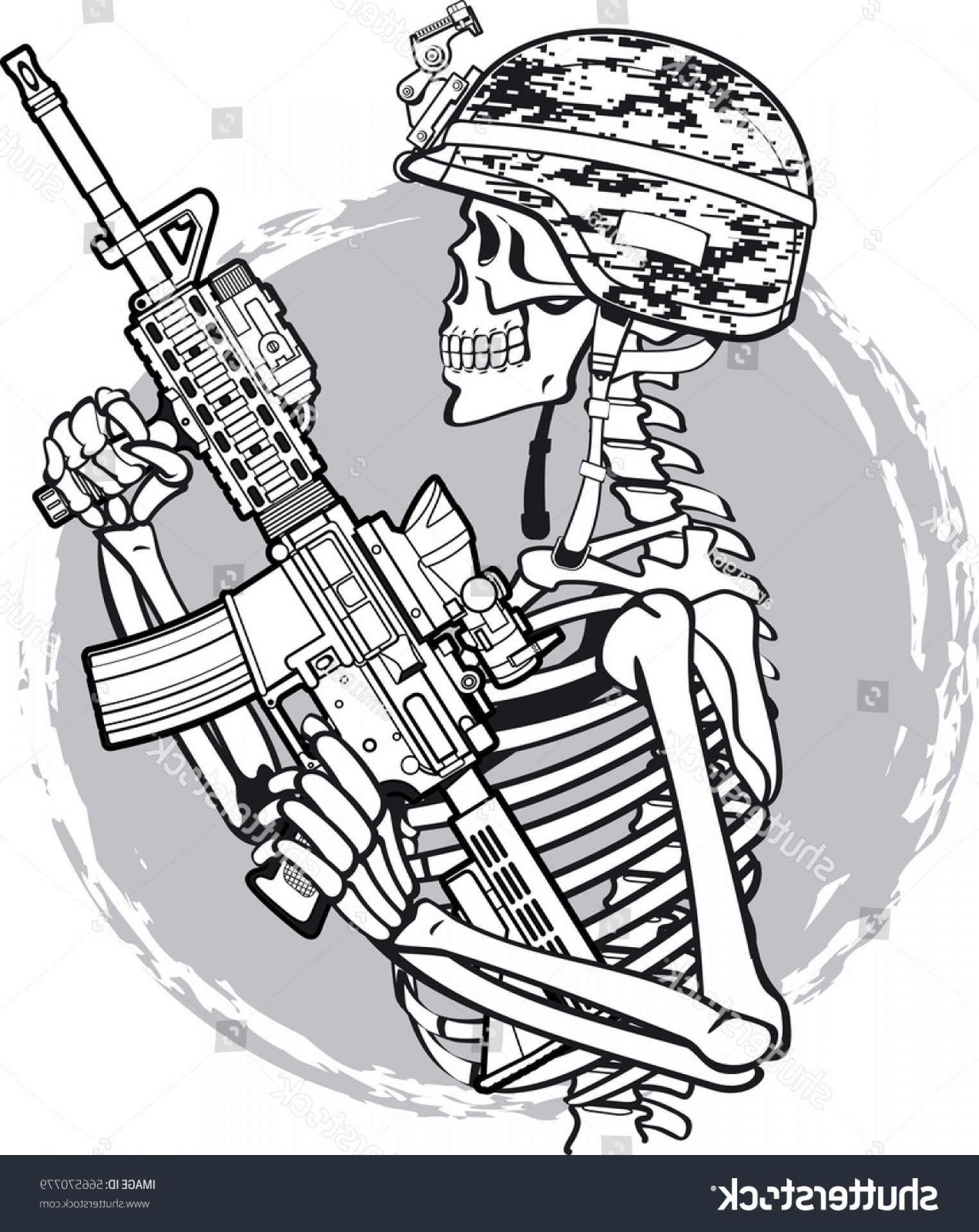 1525x1920 Military Skeleton Wearing Kevlar Helmet Holding Lazttweet